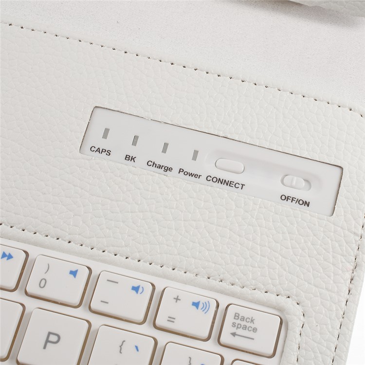 Bluetooth Keyboard Litchi Leather Shell for Samsung Galaxy Tab A 10.1 (2016) - White-11