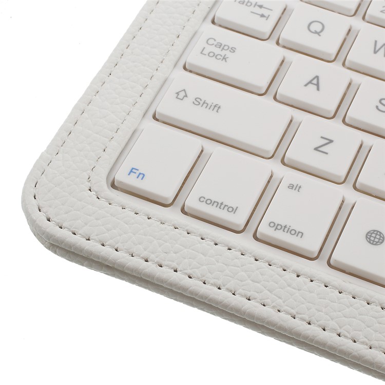 Bluetooth Keyboard Litchi Leather Shell for Samsung Galaxy Tab A 10.1 (2016) - White-12
