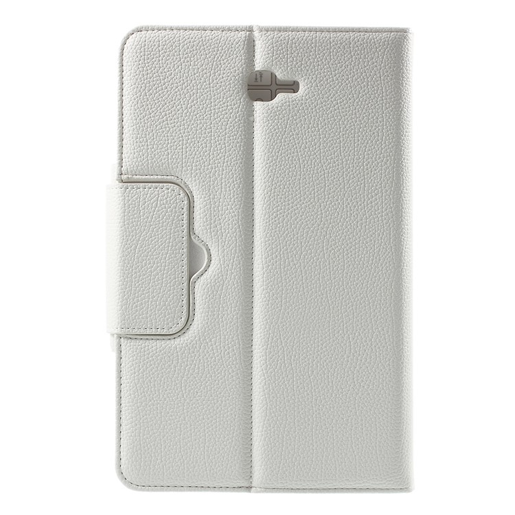 Bluetooth Keyboard Litchi Leather Shell for Samsung Galaxy Tab A 10.1 (2016) - White-4