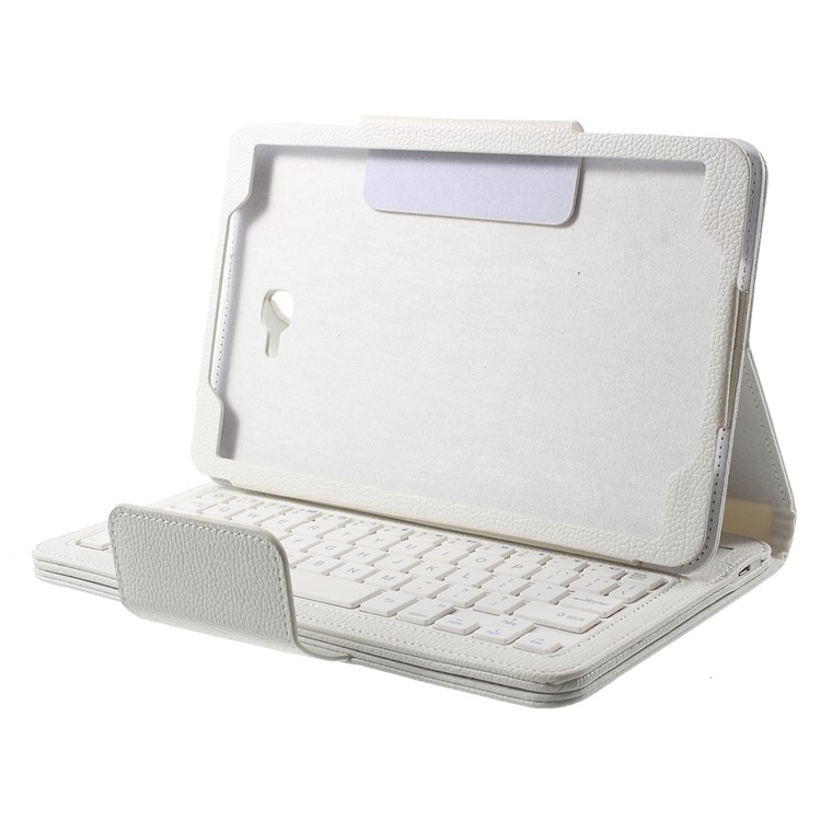 Bluetooth Keyboard Litchi Leather Shell for Samsung Galaxy Tab A 10.1 (2016) - White-5