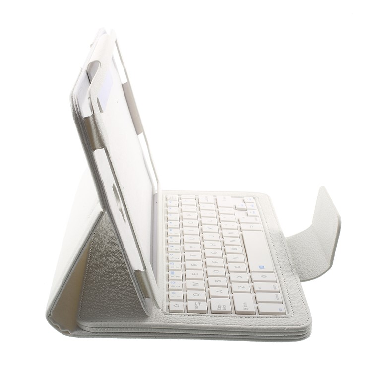 Bluetooth Keyboard Litchi Leather Shell for Samsung Galaxy Tab A 10.1 (2016) - White-6