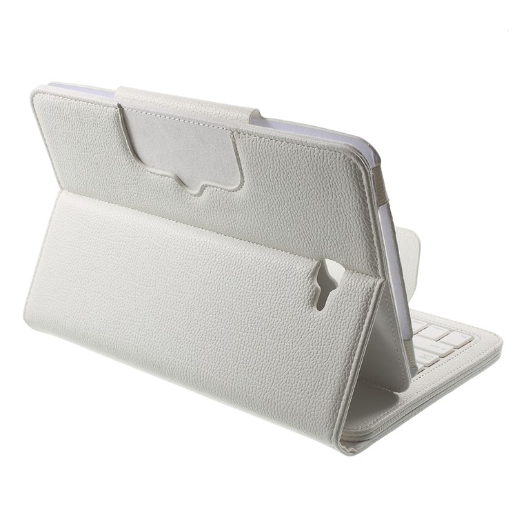 Bluetooth Keyboard Litchi Leather Shell for Samsung Galaxy Tab A 10.1 (2016) - White-7