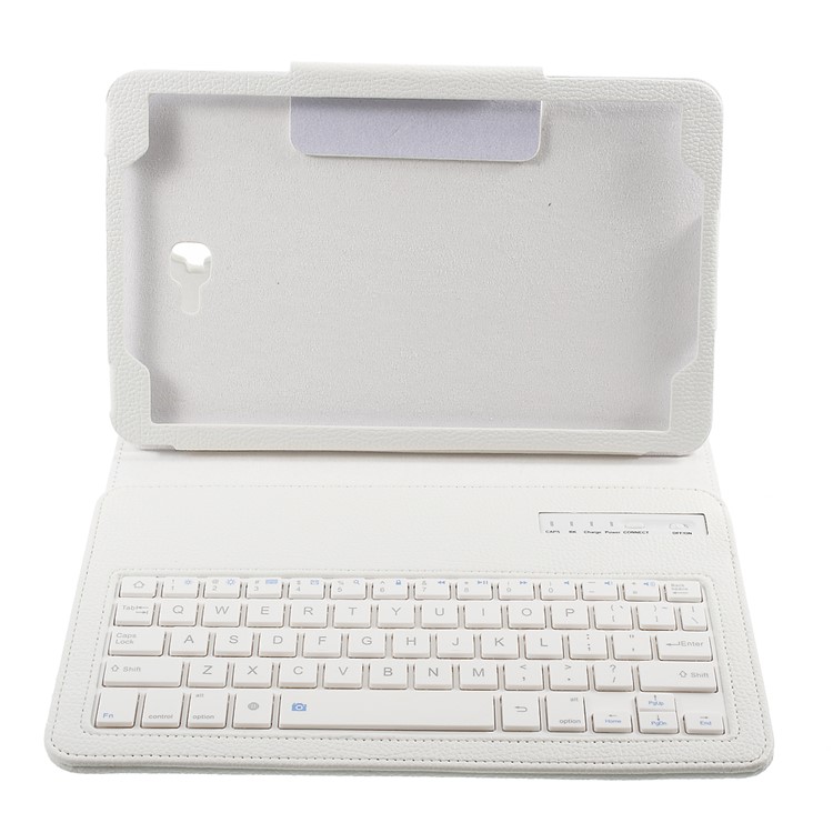 Bluetooth Keyboard Litchi Leather Shell for Samsung Galaxy Tab A 10.1 (2016) - White-9
