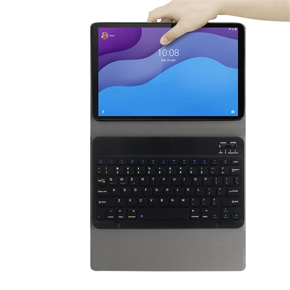 AJIUYU Bluetooth Keyboard + Anti-Scratch Leather Protective Cover Case for Lenovo Tab M10 HD Gen 2 TB-X306X/F-6
