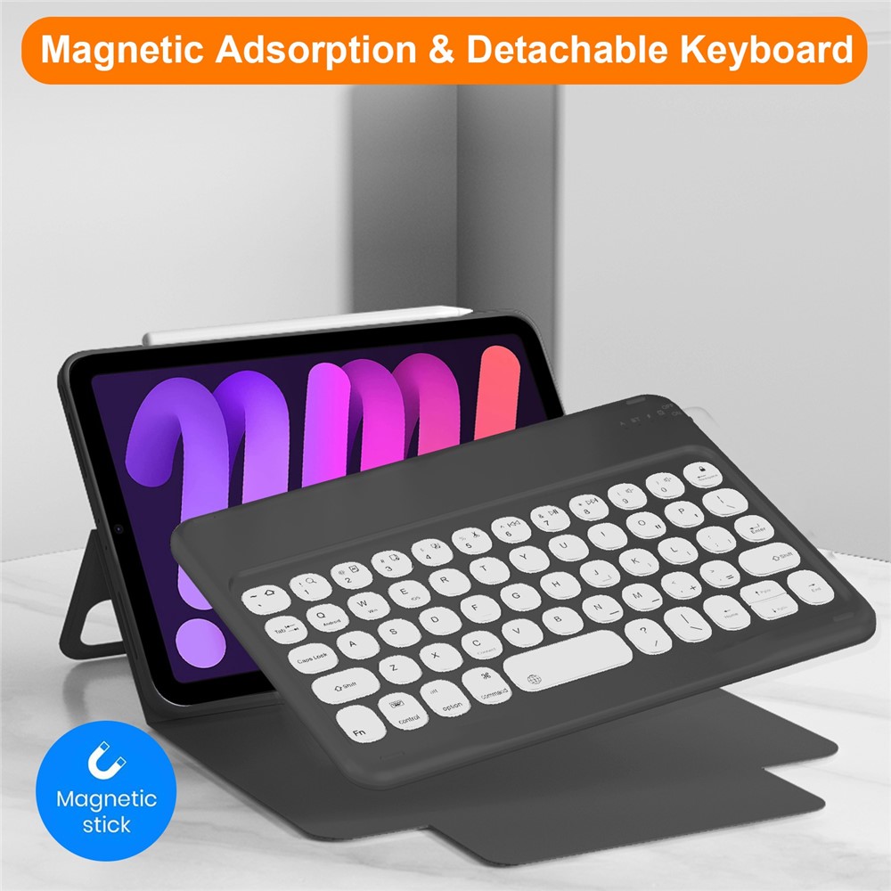 Dust-proof TPU Tablet Stand Case Shock Resistant Protective Cover with Magnetic Detachable Bluetooth Keyboard for iPad mini (2021) - Black-3