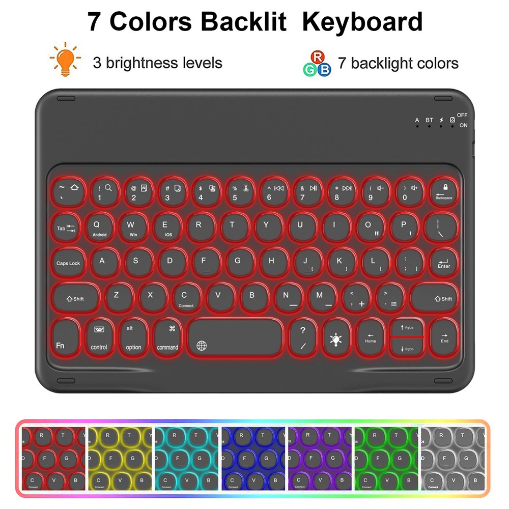 Detachable TPU Tablet Stand Case Shock Resistant Magnetic Detachable Bluetooth Keyboard Protective Cover with Backlit for iPad mini (2021) - Black-2
