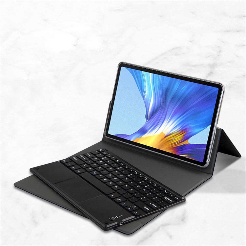 JIUYU Slim Light 2-in-1 Detachable Touchpad Bluetooth Keyboard + Anti-drop Leather Cover Case with Tri-fold Stand for Honor V6-2