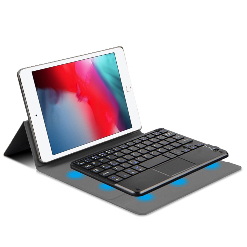 JIUYU Detachable Touchpad Bluetooth Magnetic Absorption Keyboard + Multi-angle Stand Slim Leather Cover Case for Apple iPad mini 4/mini (2019) 7.9 inch - Black-3