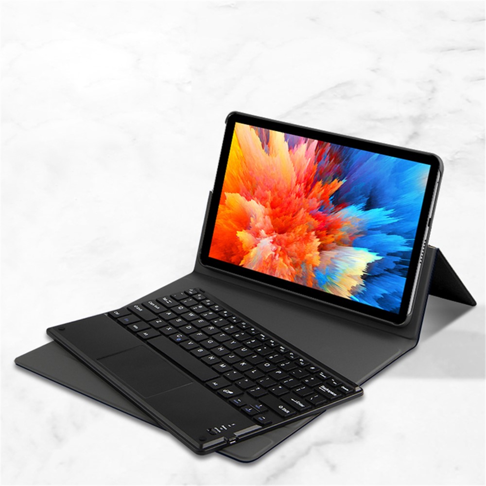 JIUYU Detachable 2-in-1 Bluetooth Touchpad Keyboard + Multi-angle Stand Thin Leather Case Protector for Asus 10 Pro 10.1-inch-2