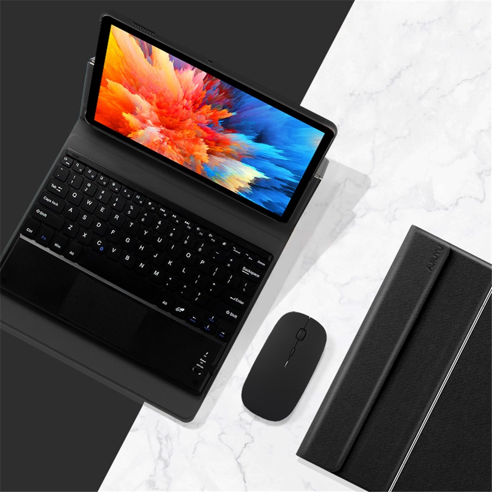 JIUYU Detachable 2-in-1 Bluetooth Touchpad Keyboard + Multi-angle Stand Thin Leather Case Protector for Asus 10 Pro 10.1-inch-3