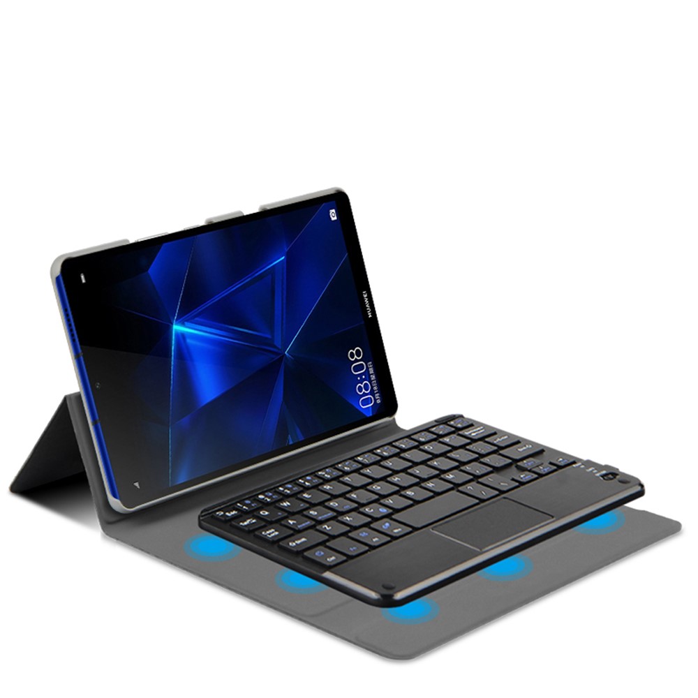 JIUYU Detachable Touchpad Bluetooth Keyboard + Slim Light Shockproof Leather Cover Case with Tri-fold Stand for Huawei MediaPad M6 Turbo 8.4-inch-3