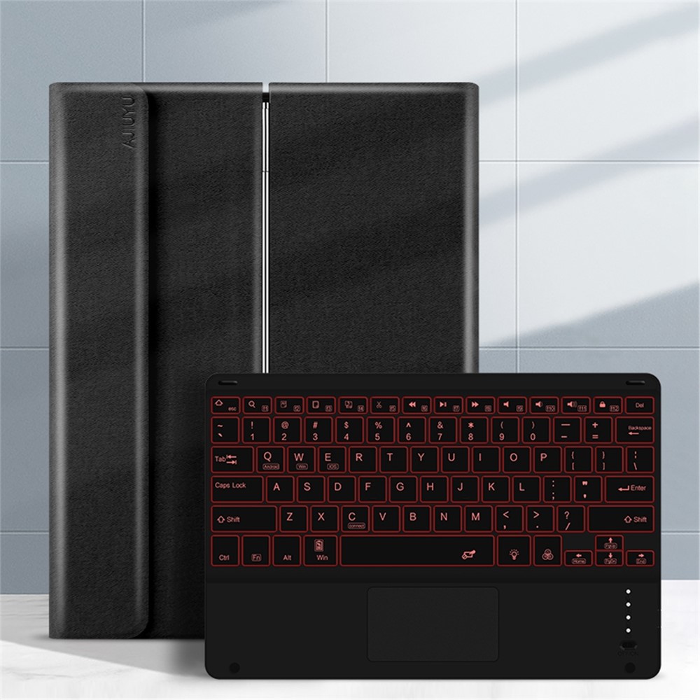 JIUYU Magnetic Auto-absorption Tablet Protection Leather Cover + Colorful Backlit Wireless Bluetooth Keyboard for Samsung Galaxy Tab S7 FE/Tab S7 Plus - Black-2