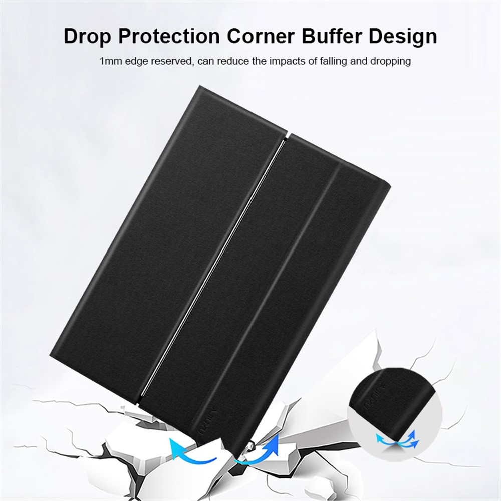 JIUYU Magnetic Auto-absorption Tablet Protection Leather Cover + Colorful Backlit Wireless Bluetooth Keyboard for Samsung Galaxy Tab S7 FE/Tab S7 Plus - Black-5