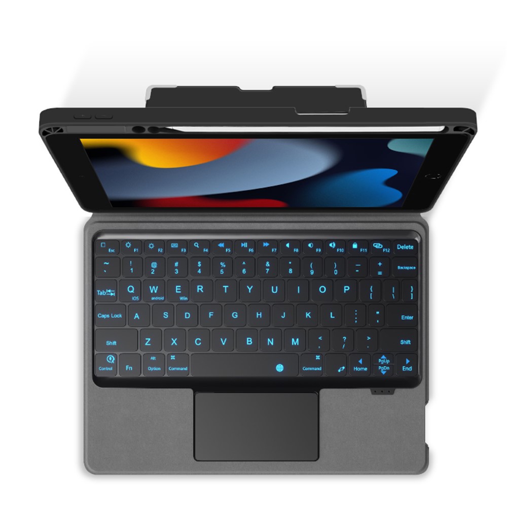 JIUYU 2 in 1 Bluetooth Wireless Magnetic Keyboard Adjustable Stand Tablet Cover Case with Built-in Pencil Holder for iPad 10.2 2019/2020/2021/iPad Pro 10.5 (2017)/iPad Air 10.5 (2019) - Black-3