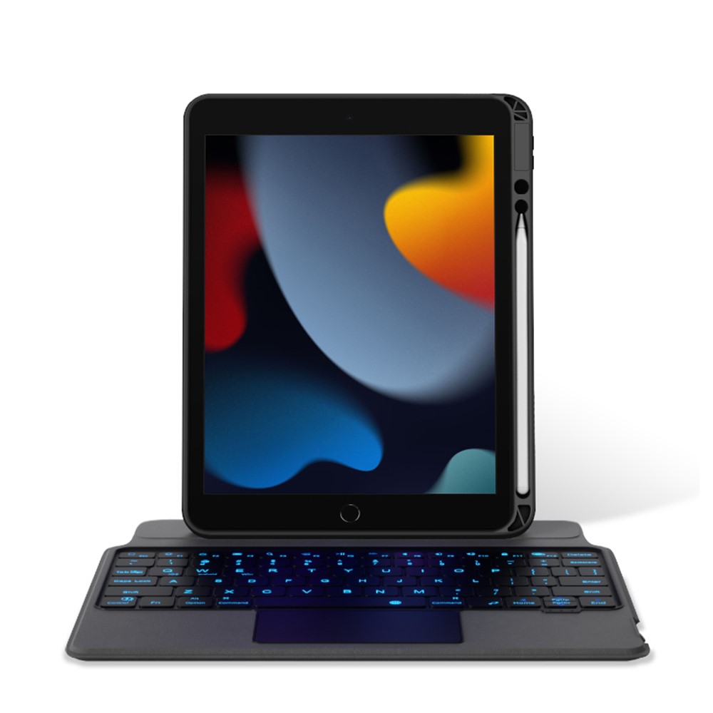 JIUYU 2 in 1 Bluetooth Wireless Magnetic Keyboard Adjustable Stand Tablet Cover Case with Built-in Pencil Holder for iPad 10.2 2019/2020/2021/iPad Pro 10.5 (2017)/iPad Air 10.5 (2019) - Black-5