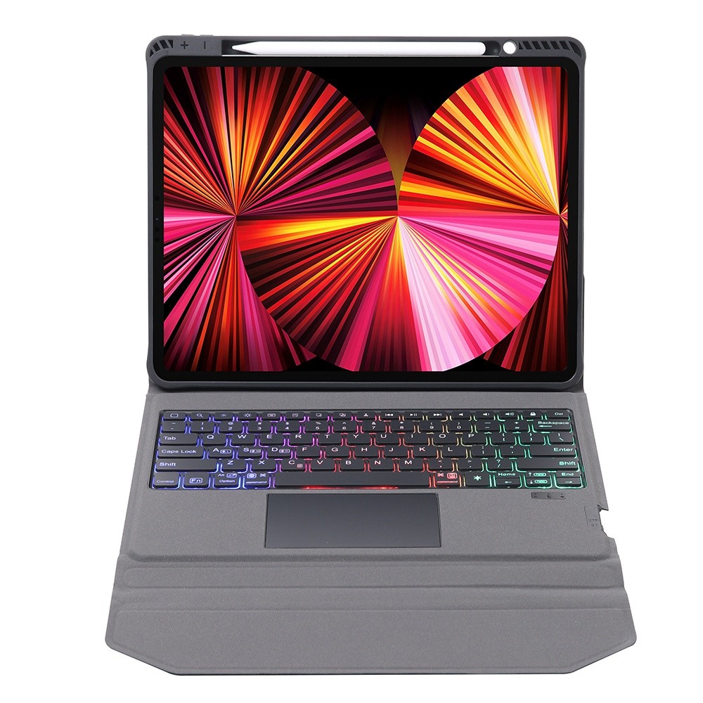 T129S For iPad Pro 12.9-inch (2021)/(2020)/(2018) Detachable Magnetic Acrylic Case Integrated Leather Cover Backlit Bluetooth Keyboard-5