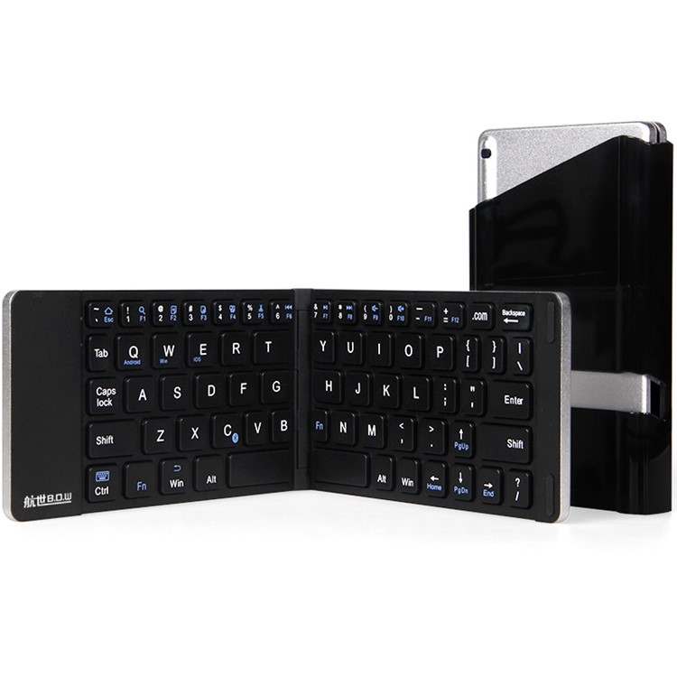 BOW Foldable Auto Sleep / Wake up Bluetooth Keyboard Support iOS, Android, Windows OS (HB022A) - Black-1