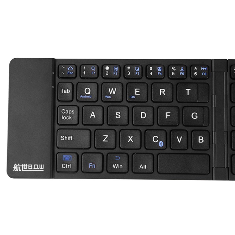 BOW Foldable Auto Sleep / Wake up Bluetooth Keyboard Support iOS, Android, Windows OS (HB022A) - Black-5