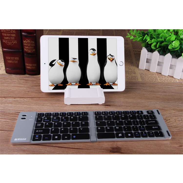 BOW Foldable Auto Sleep / Wake up Bluetooth Keyboard Support iOS, Android, Windows OS (HB022A) - Black-6