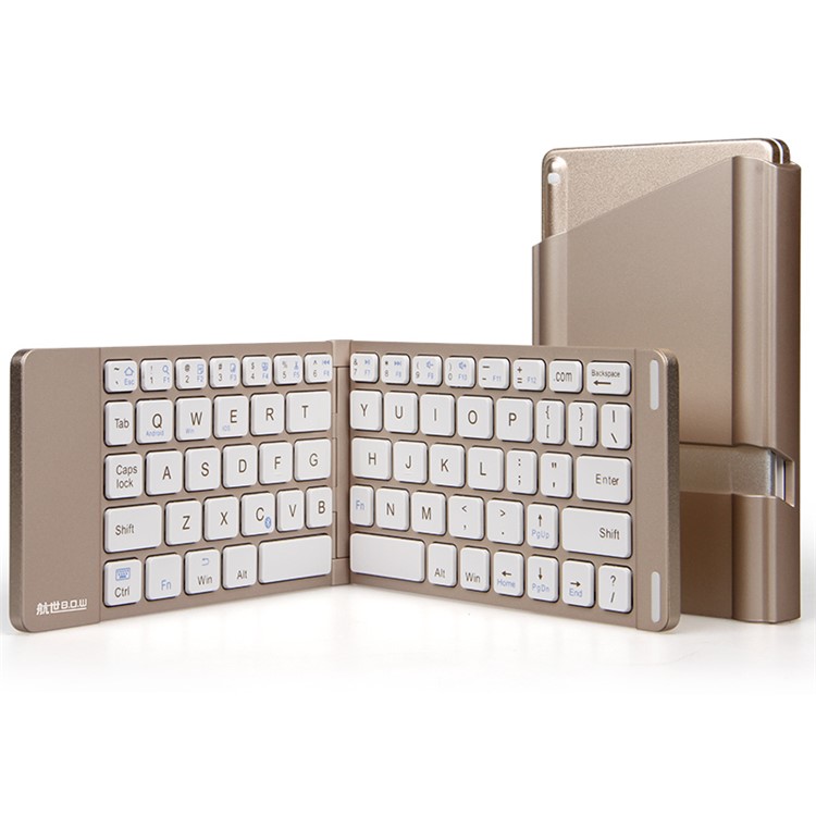 

BOW Aluminum Alloy Bluetooth 3.0 Folding Keyboard Support iOS, Android, Windows OS (HB022A) - Gold Color
