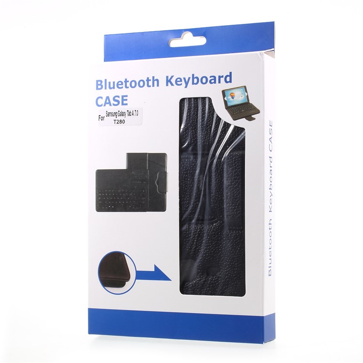 For Samsung Galaxy Tab A 7.0 T280 T285 Detachable Bluetooth Keyboard Litchi Leather Stand Case - Black-16
