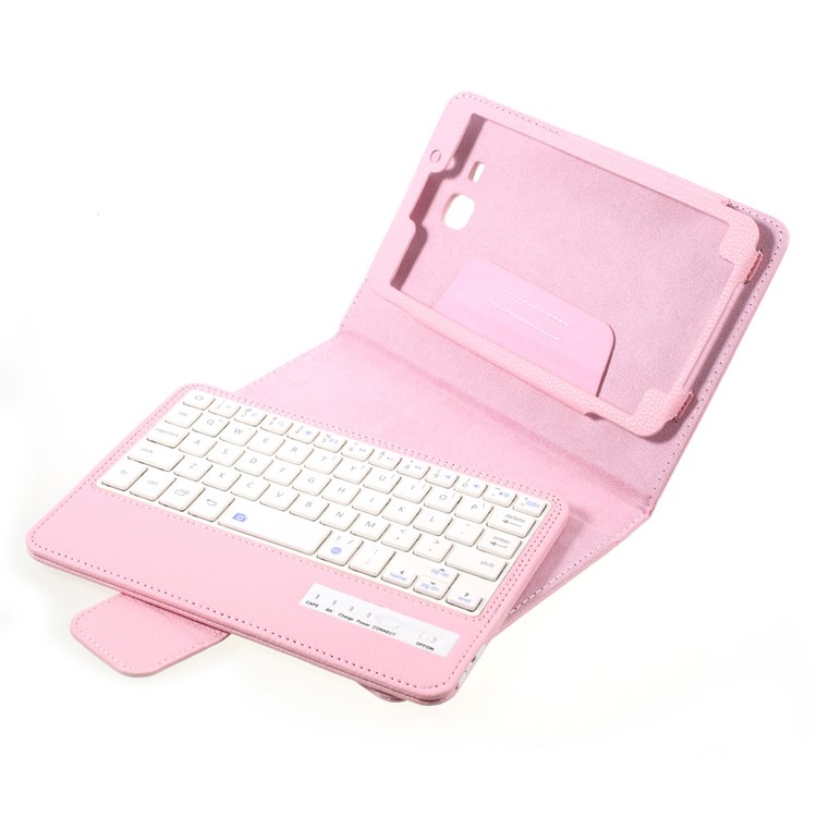 For Samsung Galaxy Tab A 7.0 T280 T285 Bluetooth 3.0 Keyboard Litchi Skin Leather Protective Case - Pink-5