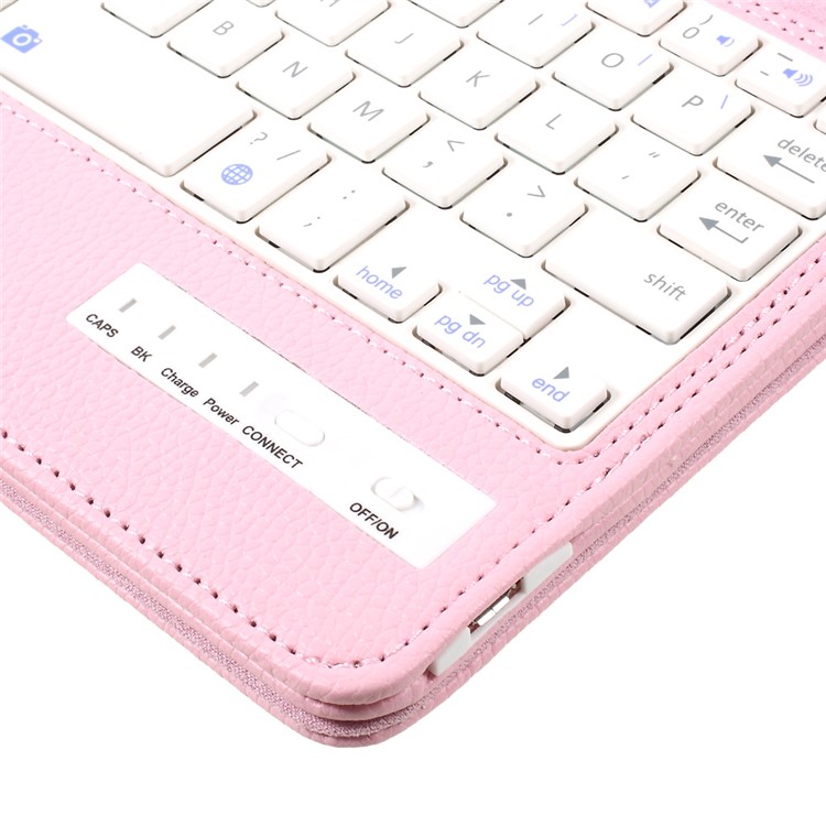 For Samsung Galaxy Tab A 7.0 T280 T285 Bluetooth 3.0 Keyboard Litchi Skin Leather Protective Case - Pink-9