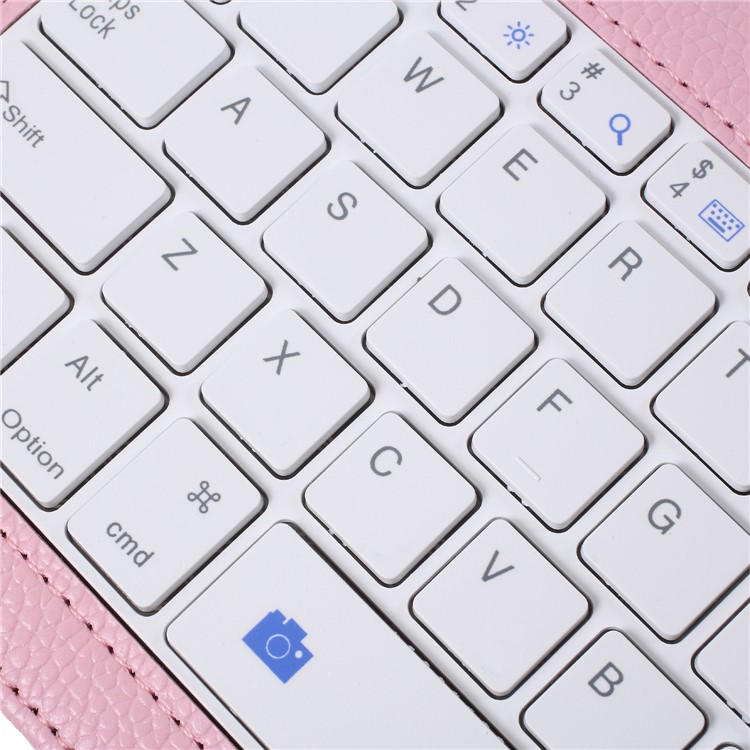 For iPad 9.7-inch (2017) Movable Wireless Bluetooth Keyboard Litchi Leather Case Stand - Pink-8