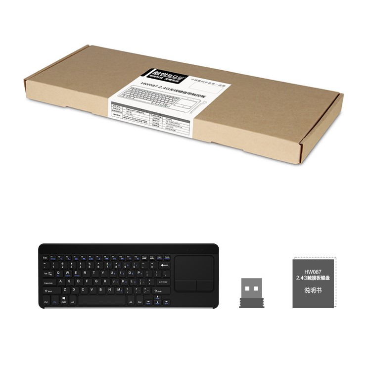 BOW HW087 2.4G Wireless Keyboard with 3-inch Large Touchpad for PC, Laptop, Computer - Black-10