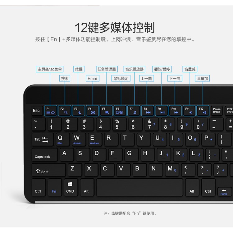 BOW HW087 2.4G Wireless Keyboard with 3-inch Large Touchpad for PC, Laptop, Computer - Black-9