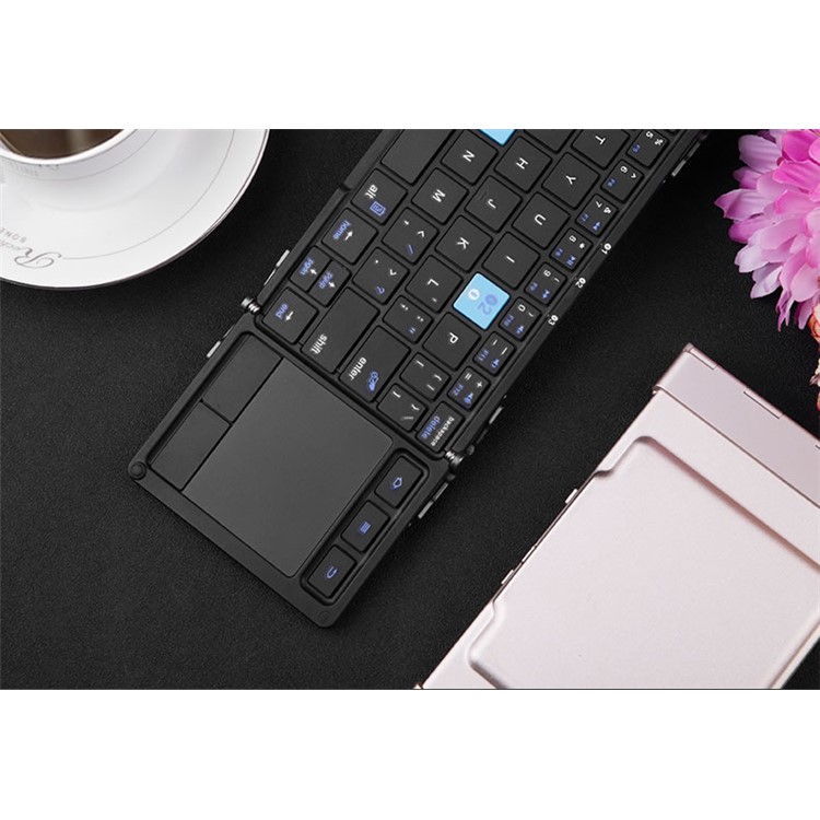 BOW HB088 Foldable Metal Wireless Bluetooth Keyboard with Holder Stand for Huawei MediaPad M3 etc. - Black-3