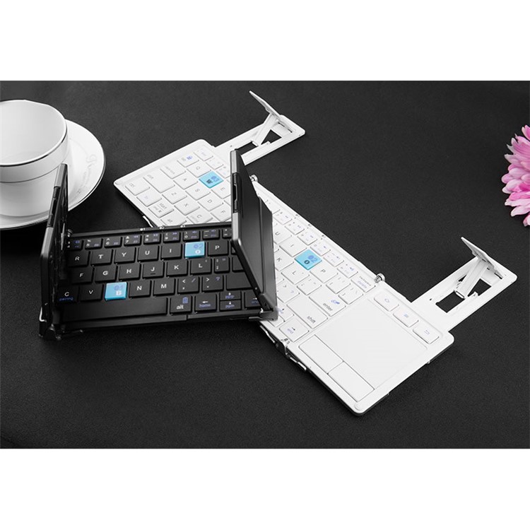 BOW HB088 Foldable Metal Wireless Bluetooth Keyboard with Holder Stand for Huawei MediaPad M3 etc. - Black-4
