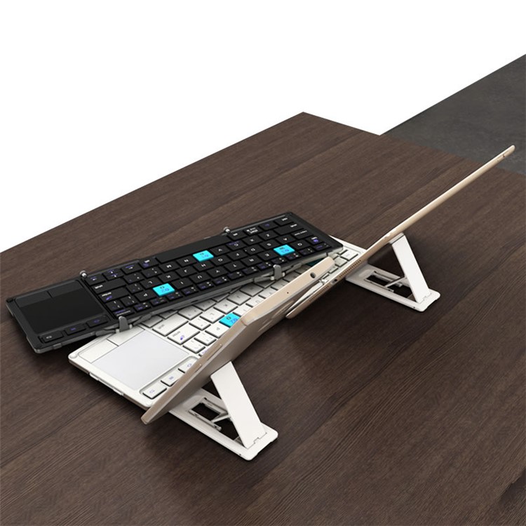 BOW HB088 Foldable Metal Wireless Bluetooth Keyboard with Holder Stand for Huawei MediaPad M3 etc. - Black-6