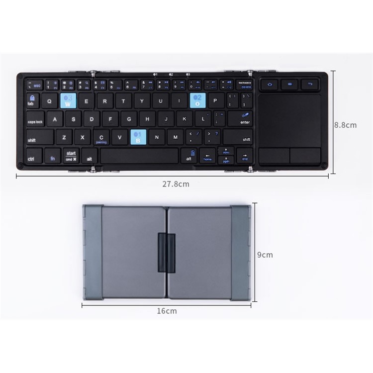 BOW HB088 Foldable Metal Wireless Bluetooth Keyboard with Holder Stand for Huawei MediaPad M3 etc. - Black-7