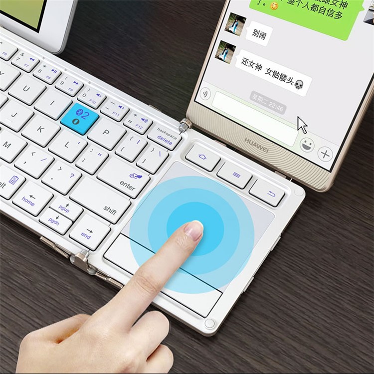BOW HB088 3Channel Bluetooth Trifold Keyboard with Touchpad for