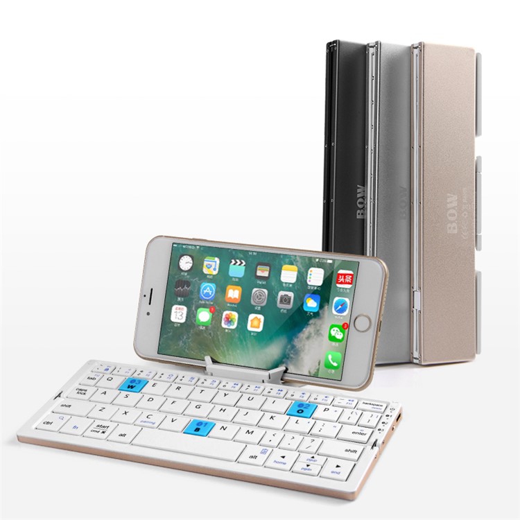 BOW HB199 Foldable 3-Channel Bluetooth Keyboard with Stand Holder for iPad Pro 10.5 inch (2017) etc. - Black-4