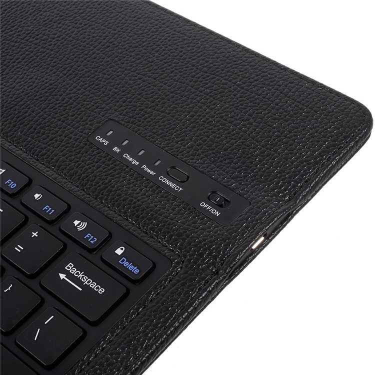 For iPad Pro 12.9-inch (2017) Detachable Bluetooth Keyboard Leather Stand Case Cover - Black-12