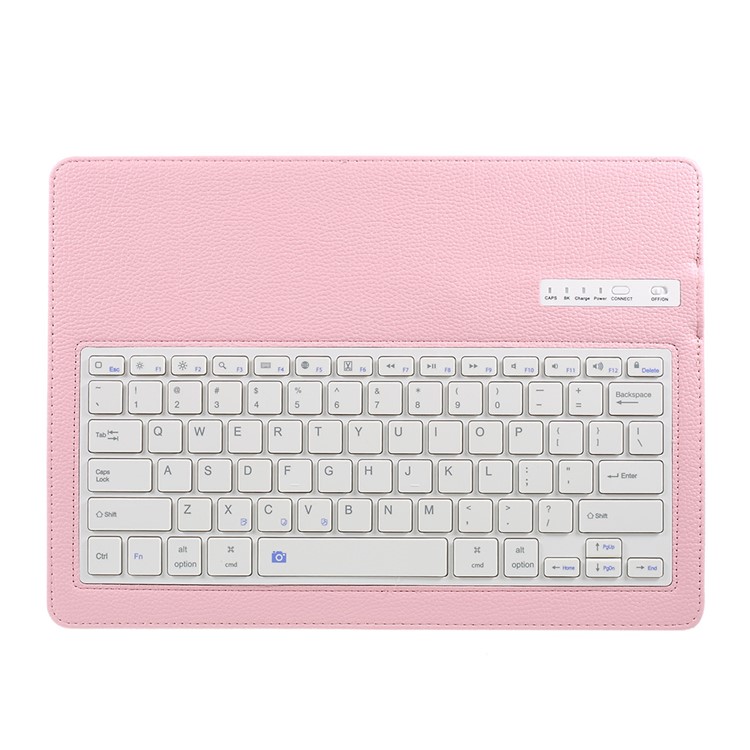 For iPad Pro 12.9-inch (2017) Leather Protective Case with Detachable Bluetooth Keyboard - Pink-11