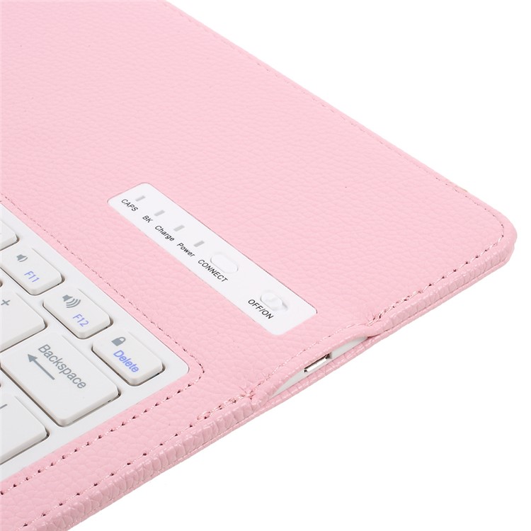 For iPad Pro 12.9-inch (2017) Leather Protective Case with Detachable Bluetooth Keyboard - Pink-12