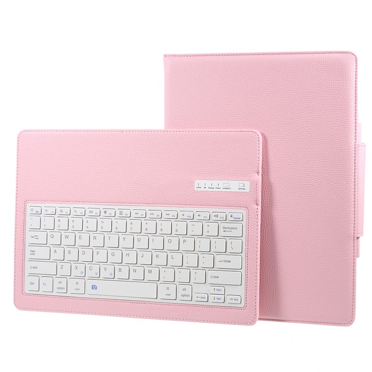 For iPad Pro 12.9-inch (2017) Leather Protective Case with Detachable Bluetooth Keyboard - Pink-14