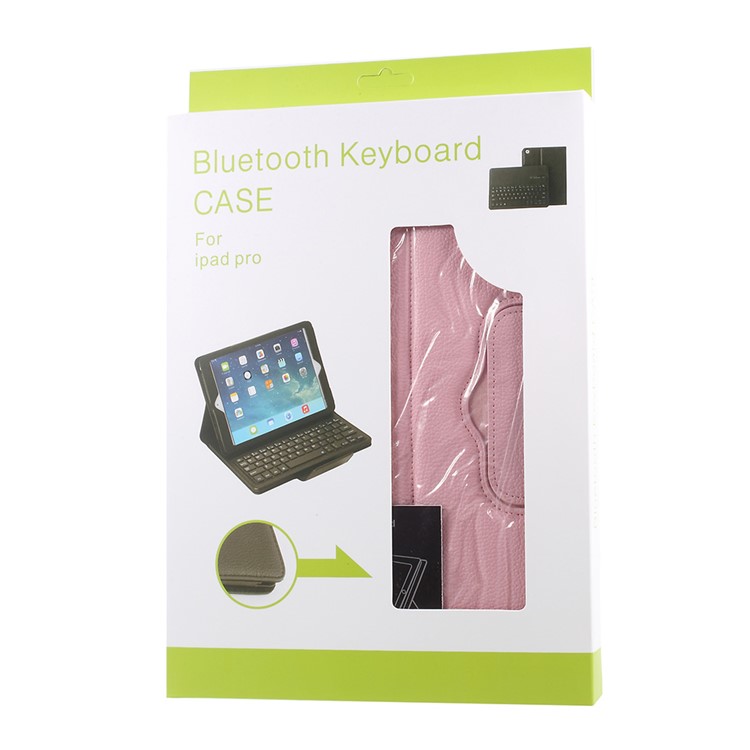 For iPad Pro 12.9-inch (2017) Leather Protective Case with Detachable Bluetooth Keyboard - Pink-15