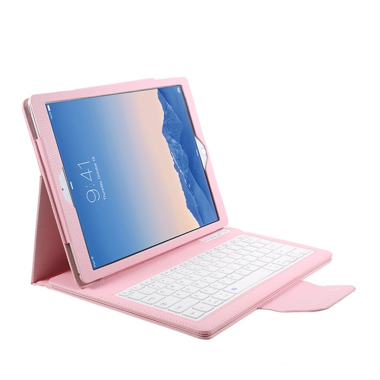 For iPad Pro 12.9-inch (2017) Leather Protective Case with Detachable Bluetooth Keyboard - Pink-6