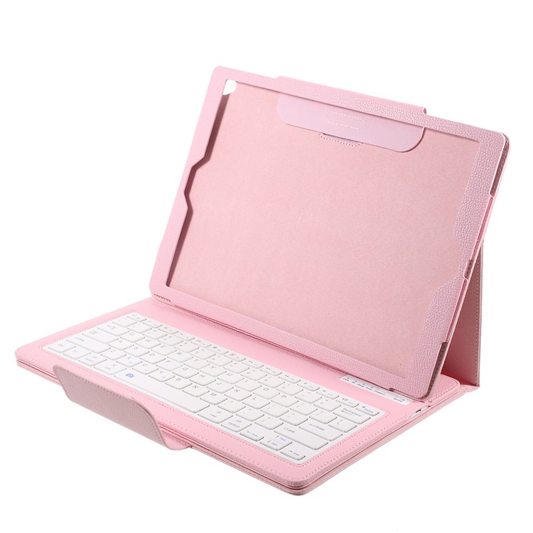 For iPad Pro 12.9-inch (2017) Leather Protective Case with Detachable Bluetooth Keyboard - Pink-9