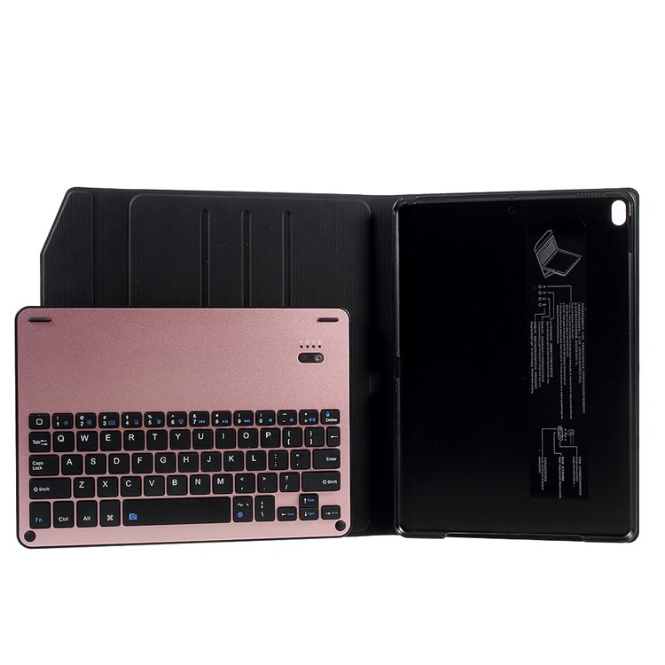 Tampa Protetora De Teclado Bluetooth De Couro Removível Com Suporte Para Ipad Pro 10.5-inch (2017) - Cor Rosa Dourada-10