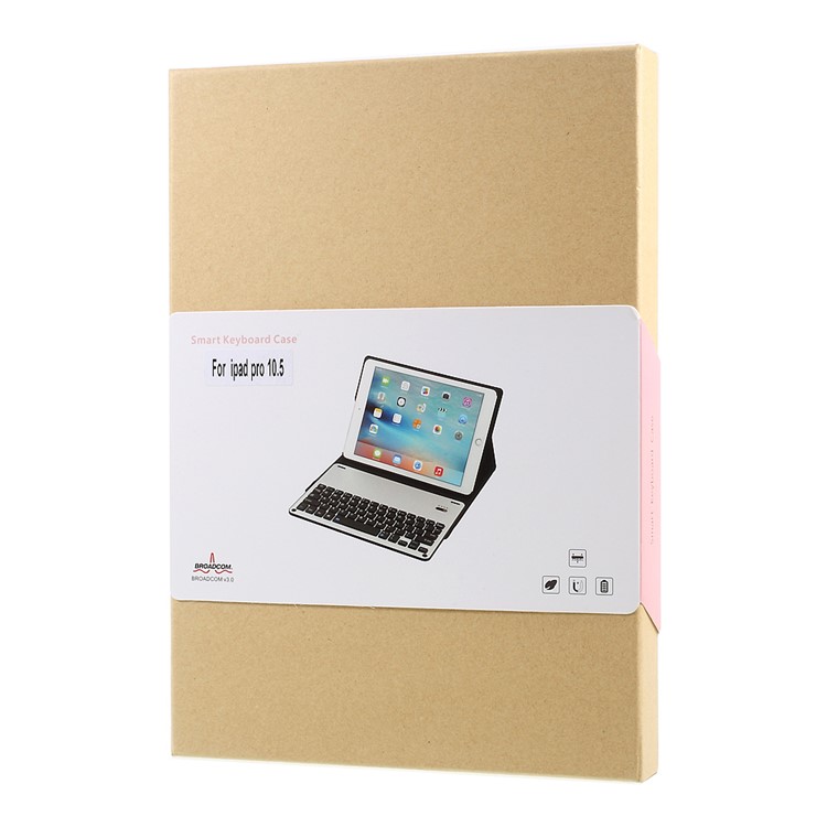 Tampa Protetora De Teclado Bluetooth De Couro Removível Com Suporte Para Ipad Pro 10.5-inch (2017) - Cor Rosa Dourada-16