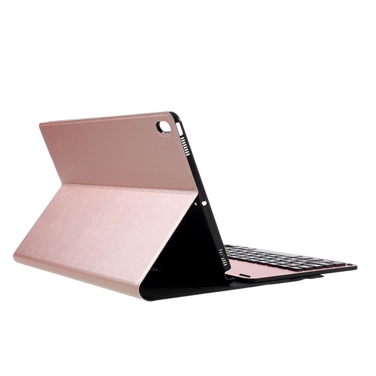 Tampa Protetora De Teclado Bluetooth De Couro Removível Com Suporte Para Ipad Pro 10.5-inch (2017) - Cor Rosa Dourada-8