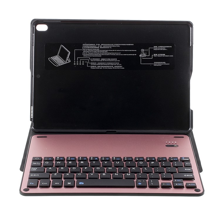 Tampa Protetora De Teclado Bluetooth De Couro Removível Com Suporte Para Ipad Pro 10.5-inch (2017) - Cor Rosa Dourada-9