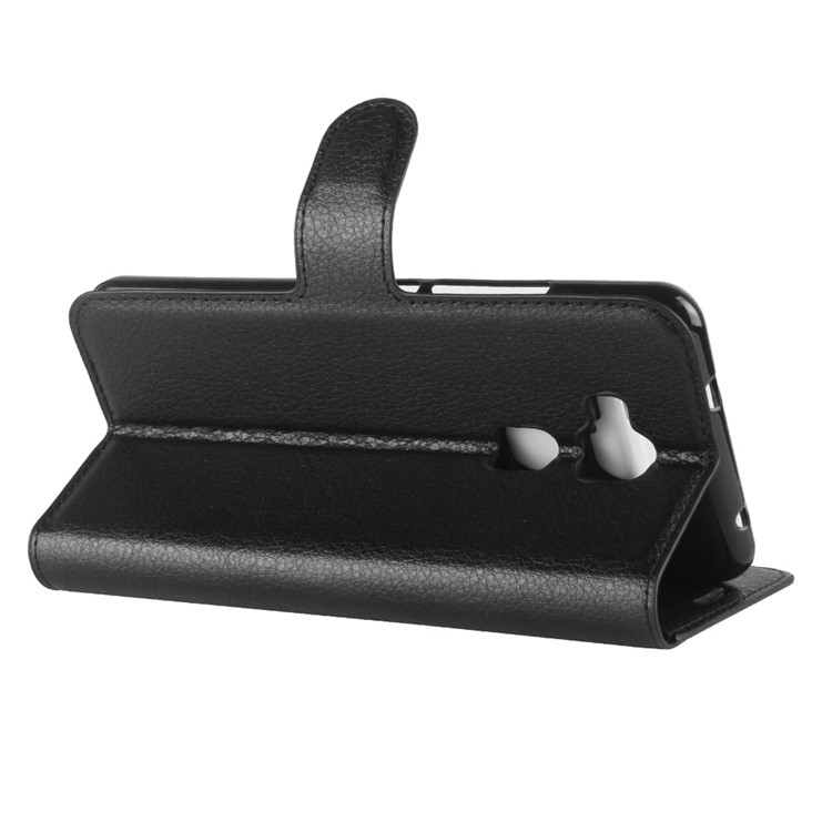 Litchi Skin PU Leather Wallet Phone Case for BQ V - Black-5