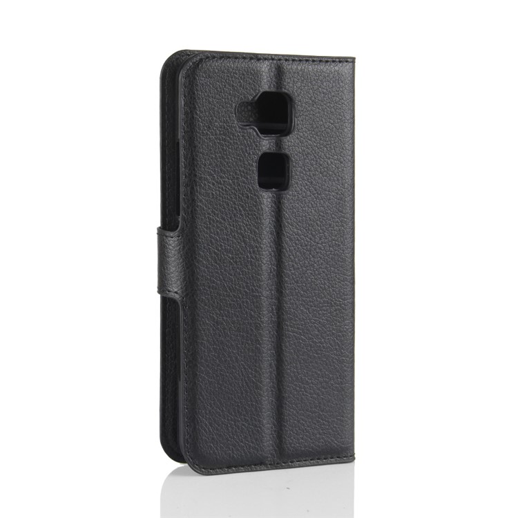 Litchi Skin PU Leather Wallet Phone Case for BQ V - Black-6