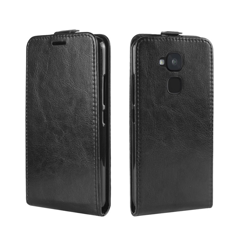 Crazy Horse Skin Leather Vertical Flip Phone Case for BQ V Plus - Black-4